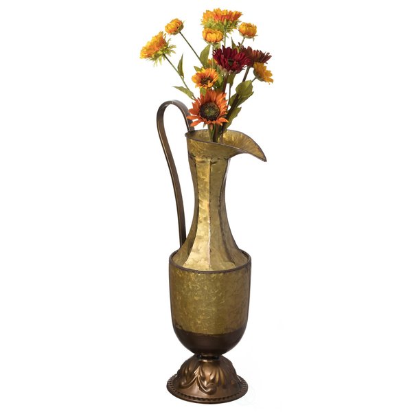 Uniquewise Antique Style 1 Handle Metal Jug Floor Vase for Entryway, Living Room or Dining Room, Small QI004441.S